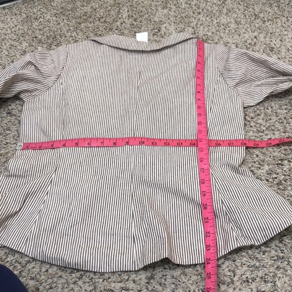Anthropologie Lilith Blazer Size Large White Brown Striped - Picture 10 of 11